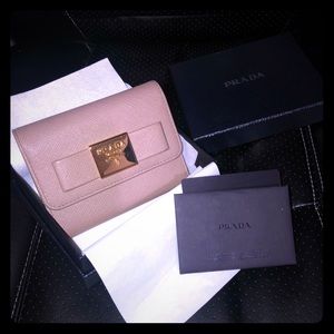 ** Brand New Prada Saffiano leather Flap wallet